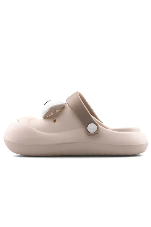 Ekru Emoji Günlük Bahçe Sahil Plaj Kreş Unisex Çocuk Terlik & Sandalet