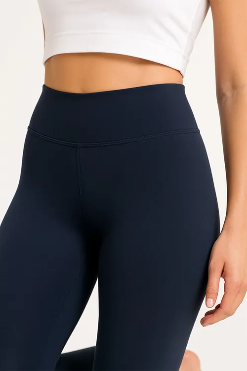 Lacivert Yüksek Bel Toparlayıcı Kadın Tayt Yüksek Kalite Spor Günlük Kullanım Yoga Tayt