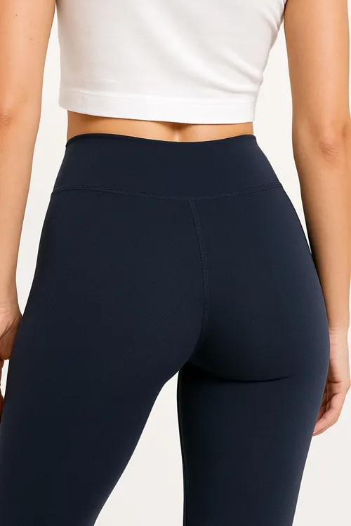 Lacivert Yüksek Bel Toparlayıcı Kadın Tayt Yüksek Kalite Spor Günlük Kullanım Yoga Tayt