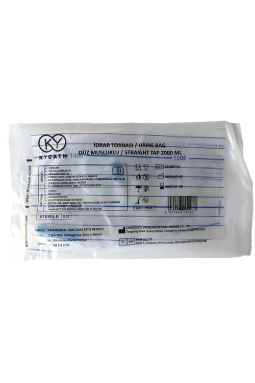 galena düz Musluklu Idrar Torbası 2000 Ml (20'li Paket)