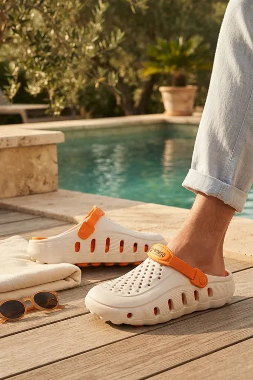 Ekru Turuncu Günlük Sahil Havuz Plaj Terliği Unisex Terlik & Sandalet