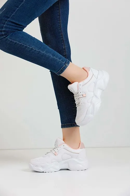 Beyaz Rahat Kalın Taban Kadın Sneaker Günlük Spor Ayakkabı