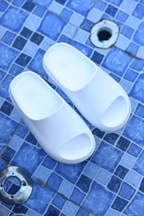 EVA Unisex Kadın Erkek Beyaz Sabo Günlük Rahat Balkon Bahçe Havuz Plaj Terliği
