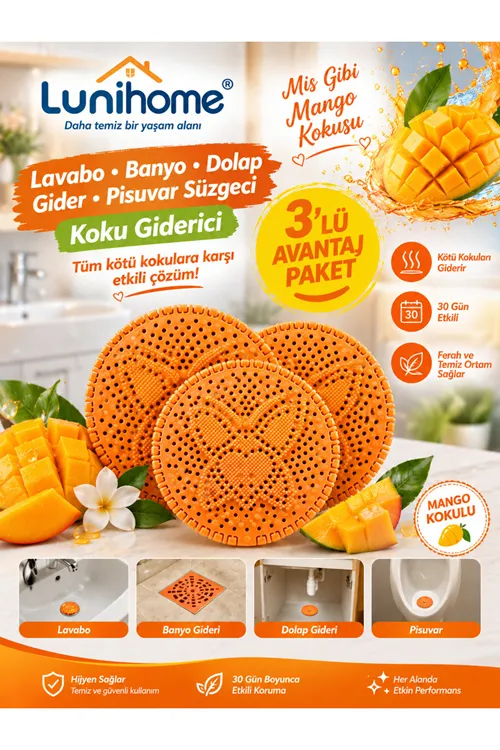 Koku Giderici |3 Adet Mango Çok Amaçlı,Banyo,Tuvalet,Pisuvar,Lavabo - 30 Gün Ferahlık |Mini,Mango Kokulu