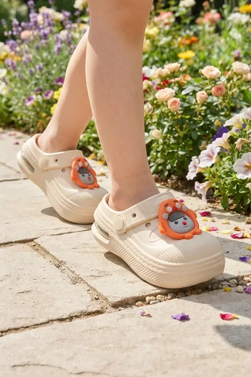 Ekru Anatomik Comfort Günlük Sahil Plaj Havuz Işıklı Çocuk Terlik & Sandalet