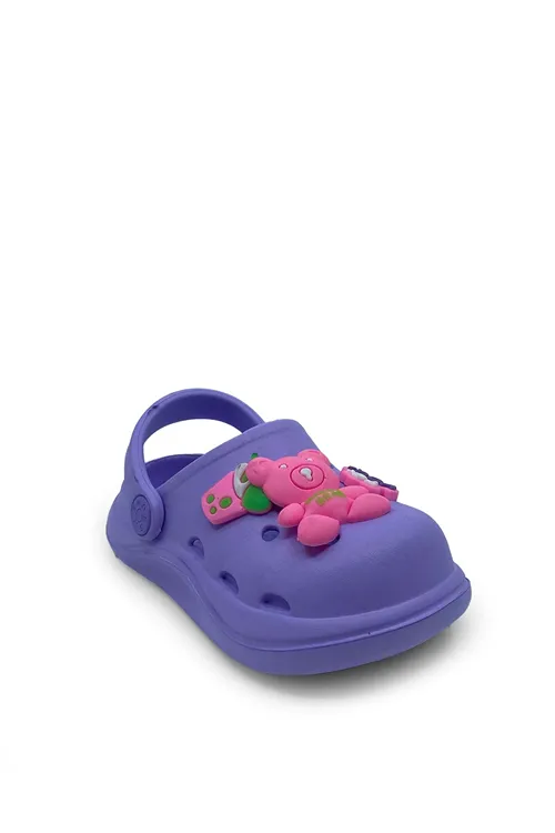 Lila Ayıcıklı Unisex Çocuk Ortopedik Kaydırmaz Terlik&Sandalet