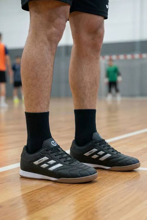 Siyah Unisex Salon Futbol Futsal Ayakkabısı Kaymaz Kauçuk Spor Ayakkabı