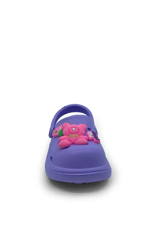 Lila Ayıcıklı Unisex Çocuk Ortopedik Kaydırmaz Terlik&Sandalet