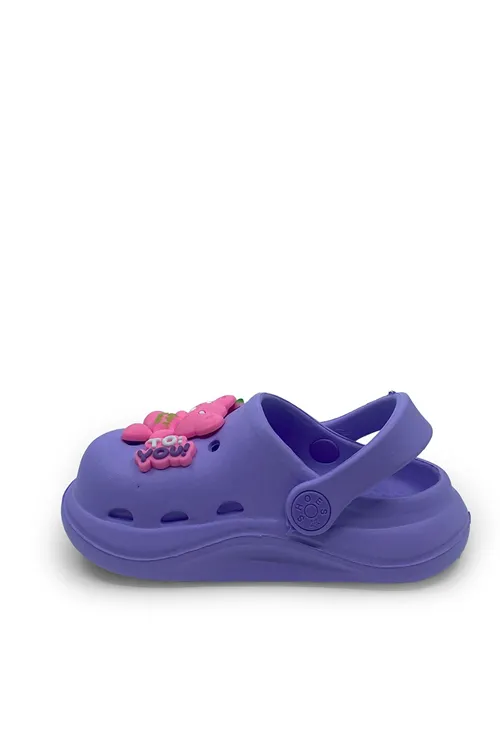 Lila Ayıcıklı Unisex Çocuk Ortopedik Kaydırmaz Terlik&Sandalet