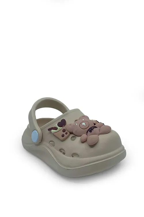 Bej Ayıcıklı Unisex Çocuk Terlik&Sandalet