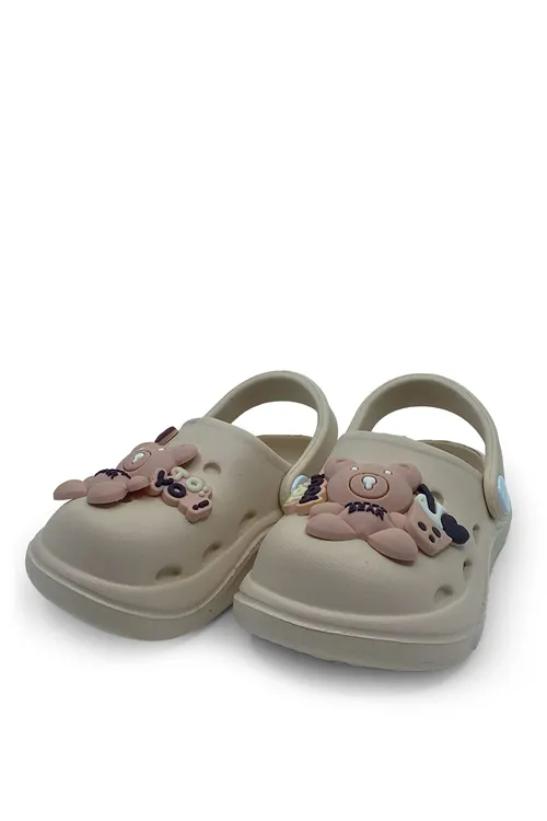 Bej Ayıcıklı Unisex Çocuk Terlik&Sandalet