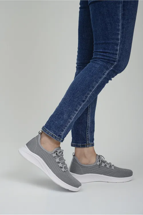 Gri Fileli Yazlık Günlük Kadın Spor Ayakkabı Sneaker