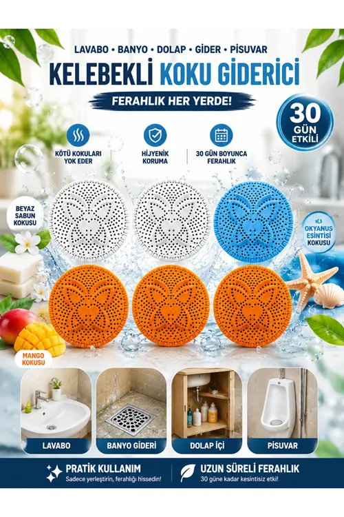 Mini Pisuvar Dolap Gider Kapatıcı Süzgeci Koku Giderici 6 Adet Karma Paket