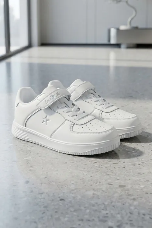 Beyaz Günlük Sneaker Cırtlı Unisex Çocuk Spor Ayakkabı