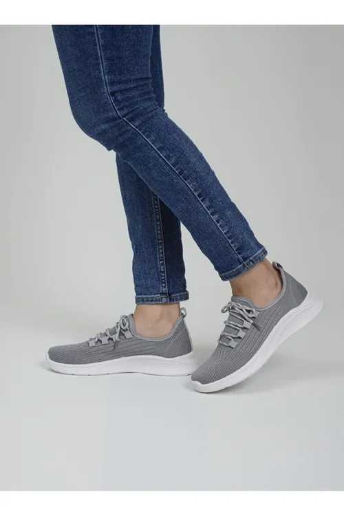 Gri Fileli Yazlık Günlük Kadın Spor Ayakkabı Sneaker