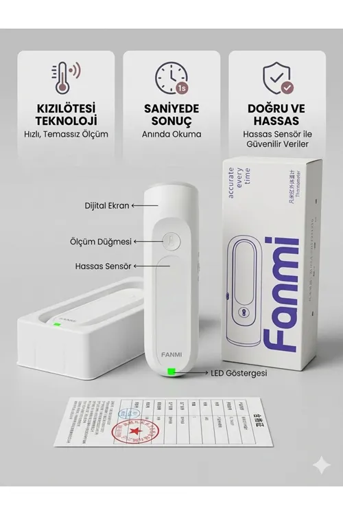 Fanmi Dijital Temassız Ateş Ölçer Alından Vücut ve Nesne Termometre