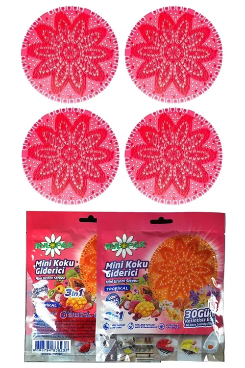 Mini Lavabo Pisuvar Süzgeci Koku Giderici (Tropical) 4'Lü Paket