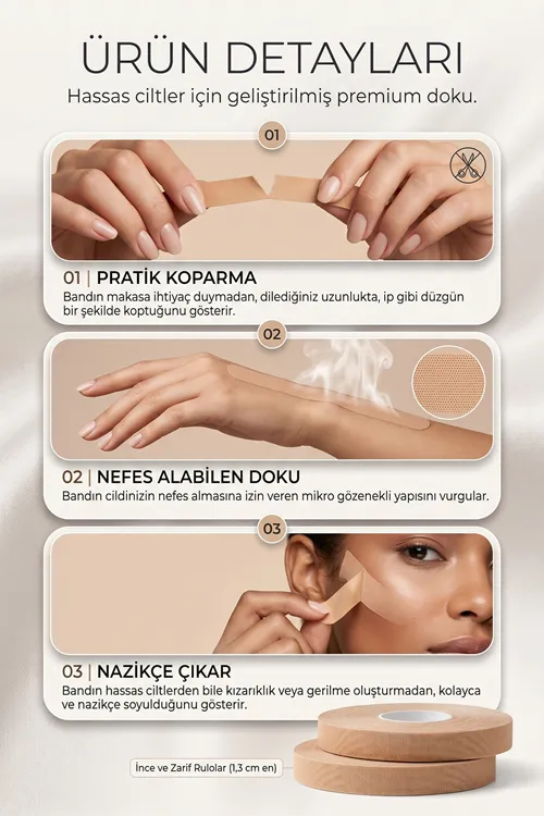 Çok Amaçlı Makyaj Bandı Eyeliner Far Göz Makyajı Yardımcı Estetik Burun Bandı Hassas Ciltlere Uygun
