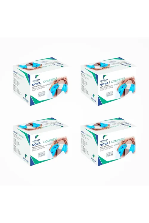 Nova Nonwoven Kompres Steril 7,5cm x 7,5cm Spanç 100'lü Kutu - 4 Kutu