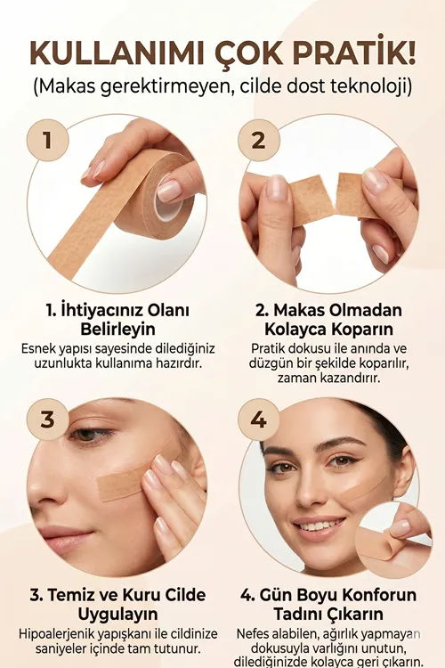 Çok Amaçlı Makyaj Bandı Eyeliner Far Göz Makyajı Yardımcı Estetik Burun Bandı Hassas Ciltlere Uygun