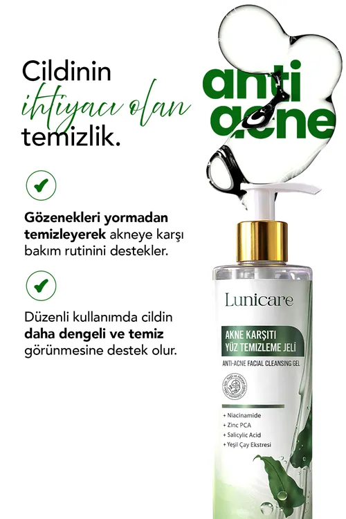 Akne Karşıtı Yüz Temizleme Jeli 250 ml + Makyaj Bandı HEDİYELİ!