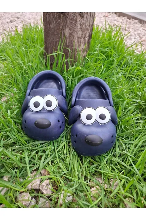 Doggy Lacivert Köpek Figürlü Sevimli Günlük Bahçe Sahil Plaj Kreş Unisex Çocuk Terlik&S
