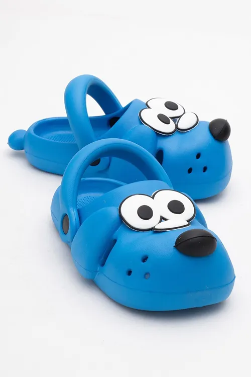 Feelup İncim Doggy Saks Mavi Köpek Figürlü Sevimli Günlük Bahçe Sahil Plaj Kreş Unisex Çocuk Terlik&