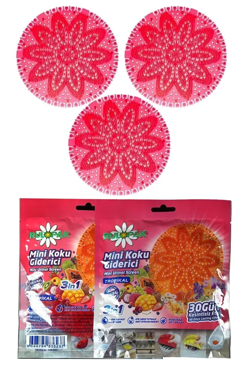 Mini Lavabo Pisuvar Süzgeci Koku Giderici (Tropical) 3'Lü Paket