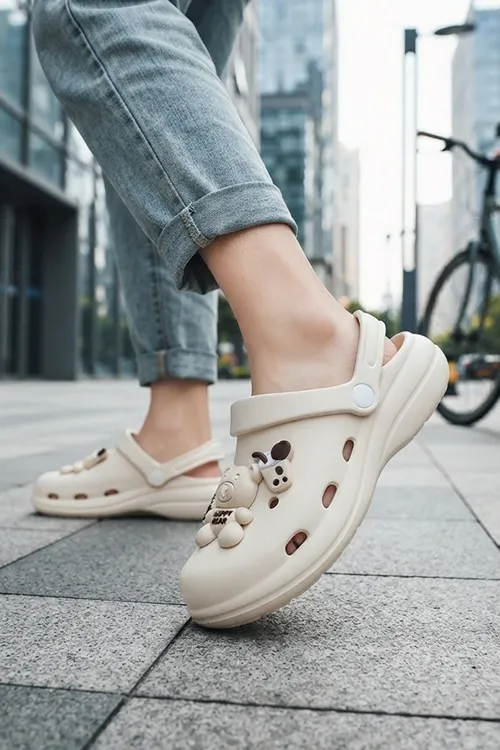 Ekru Ayıcıklı Kreş Sahil Plaj Havuz Terliği Unisex Çocuk Terlik & Sandalet