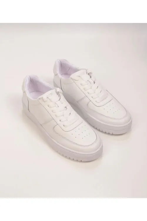 Beyaz Hakiki Deri Günlük Unisex Sneaker Spor Ayakkabı