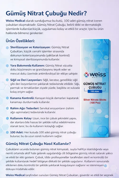 Eküvyon Çubuğu Gümüş Nitrat Gümüş Çubuk EKÜVYON ÇUBUĞU (100 Adet)