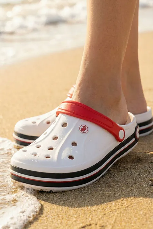 Croxer Beyaz Kırmızı Anatomik Comfort Terlik & Sandalet