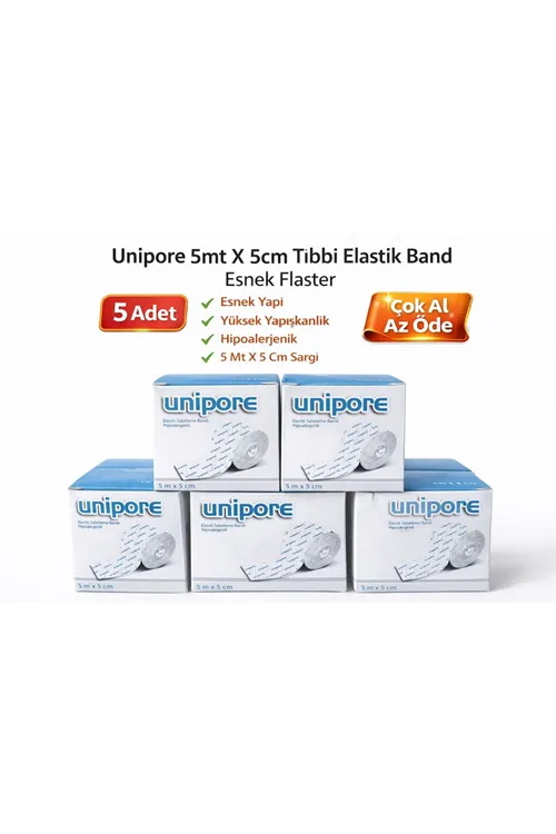 5 ADET 5mt X 5cm Tıbbi Elastik Band Esnek Flaster