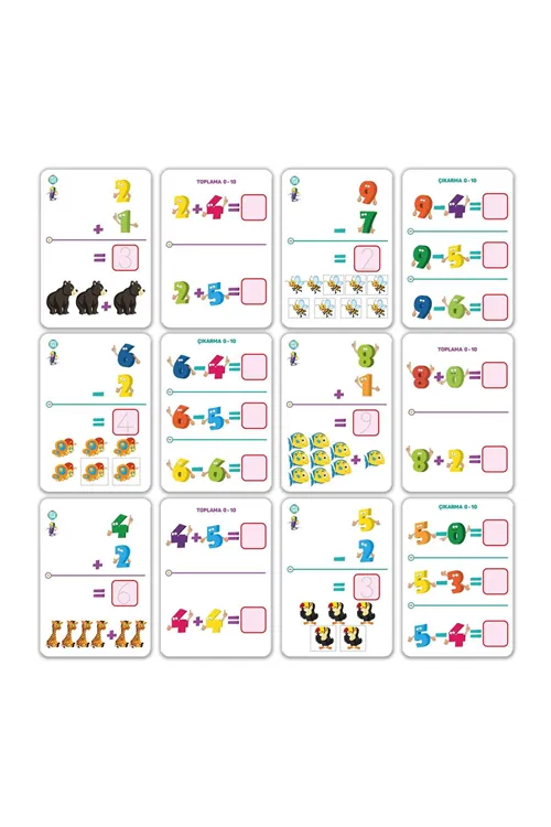 Yaz-Sil Sayılar Matematik Öğrenme Kartları Eğitici Oyuncak