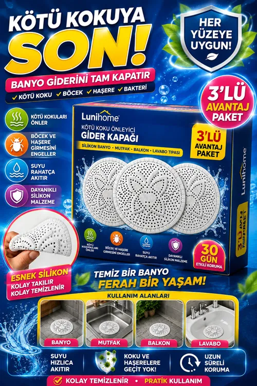 3 Adet Beyaz Sabun Kokulu Kötü Koku Önleyici Gider Kapağı – Silikon Banyo Mutfak Balkon Lavabo Tıpası