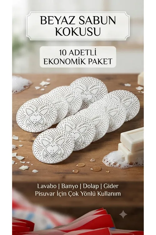 Beyaz Sabun Kokusu 10 Adet Lavabo Banyo Dolap Gider Pisuvar Süzgeci Beyaz Sabunlu Koku Giderici