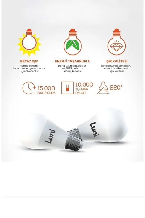 10 Adet Led Ampül Beyaz Renk 9 Watt Tasarruflu Yüksek Işık Gücü A Enerji Sınıfı 9w Ampül Ekonomik