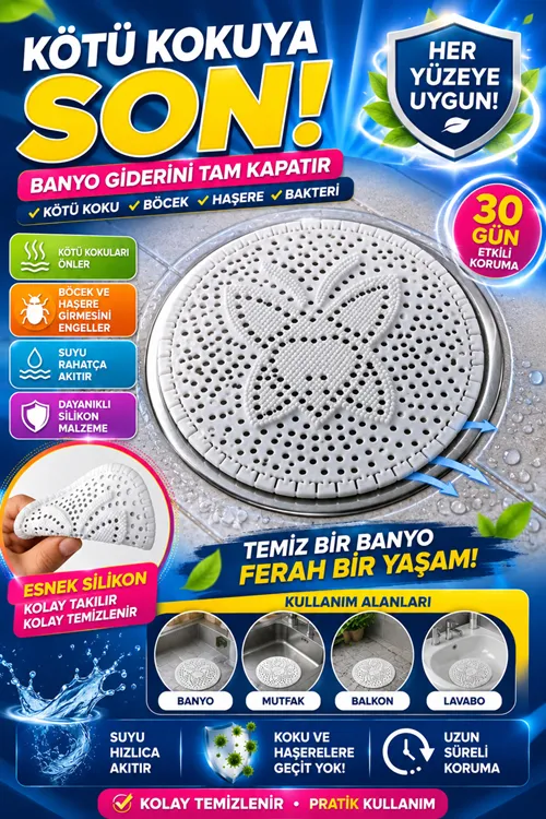 Kötü Koku Önleyici Gider Kapağı – Silikon Banyo Mutfak Balkon Lavabo Tıpası