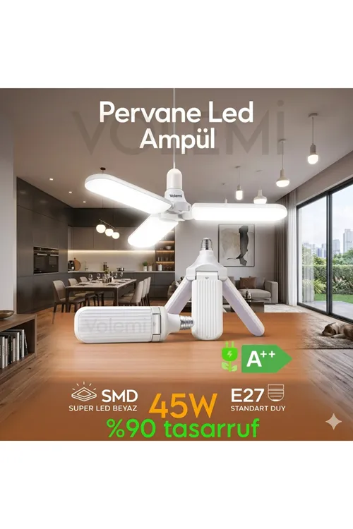 3 Kanatlı %90 tasarruflu 45w Ampul 5.000 Lümen Led Aydınlatma Beyaz Işık Led Ampul