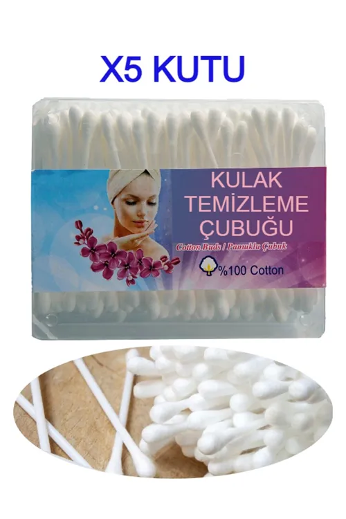 5 Kutu Kulak Çöpü Kulak Temizleme Çubuğu Pamuklu Ekonomik 200'lü x 5 Li