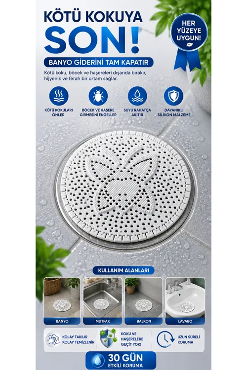 Kötü Koku Önleyici Gider Kapağı – Silikon Banyo Mutfak Balkon Lavabo Tıpası