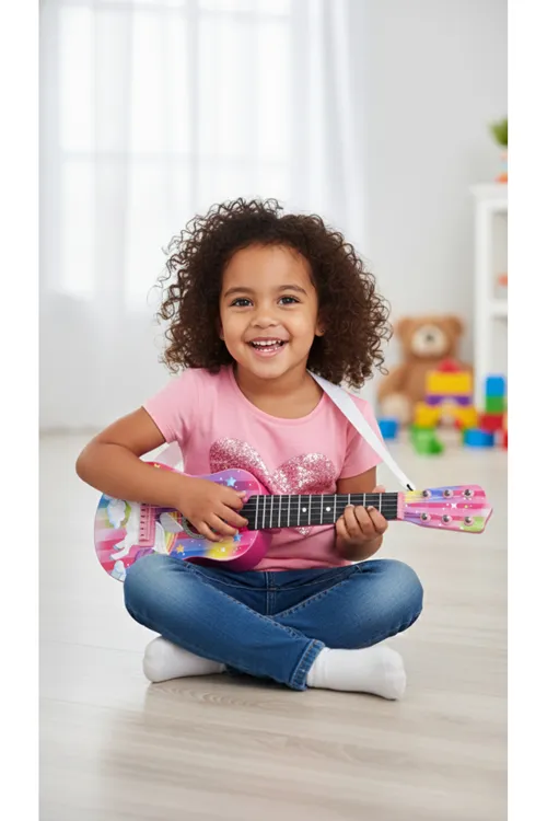 Pembe Oyuncak 6 Telli Ispanyol Gitar Unicorn My Little Pony Desenli 50 Cm.