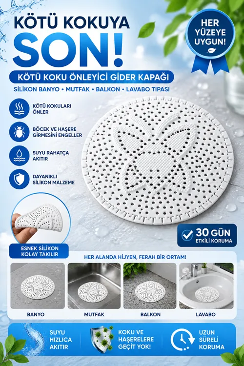 Kötü Koku Önleyici Gider Kapağı – Silikon Banyo Mutfak Balkon Lavabo Tıpası