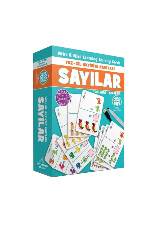 Yaz-Sil Sayılar Matematik Öğrenme Kartları Eğitici Oyuncak