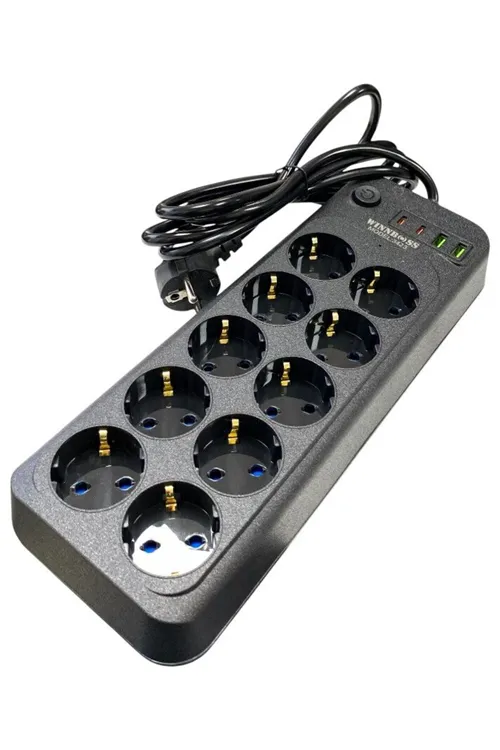 10'lu 2 Metre Kablolu 2USB+2TYPE-C Girişli Akım Korumalı Grup Priz
