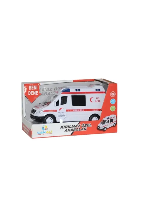 CNL-9999 Işıklı Sesli Pilli Ambulans - Beyaz Renk