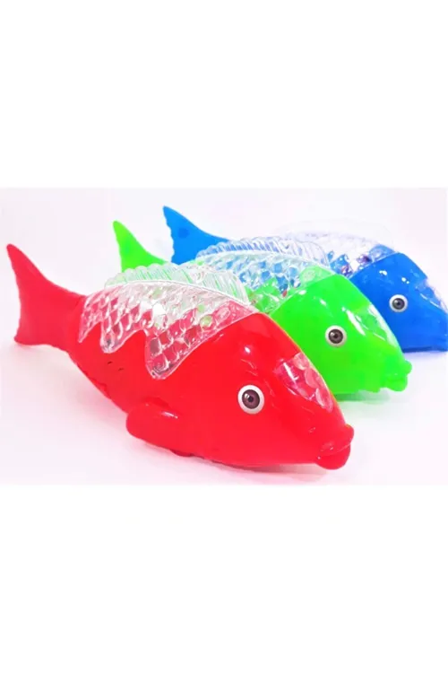 Oyuncak Pilli Işıklı Müzikli Yürüyen Renkli Balık 23 Cm