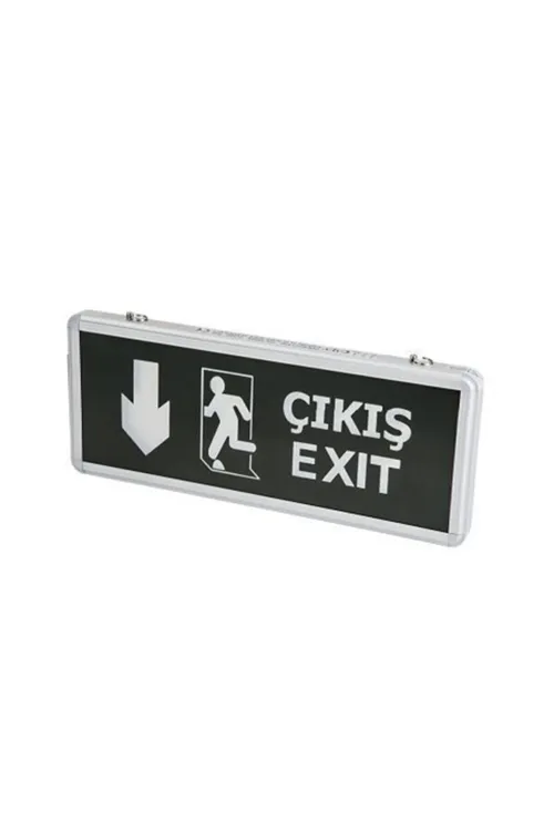 Ct-9167 Exit-acil Çıkış Levhası Aşağı Ok Ledli Çift Yönlü (( Şarjlı ))