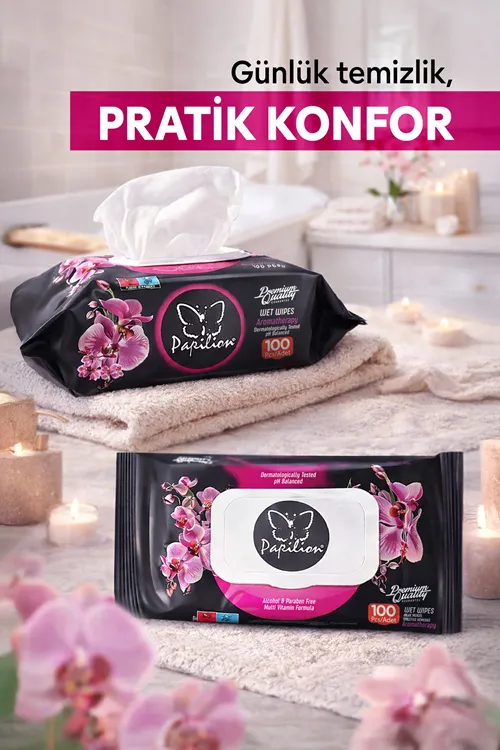 Premium Aroma Terapi Islak Mendil pH Dengeli Extra Yumuşak Alkolsüz 100 Adet