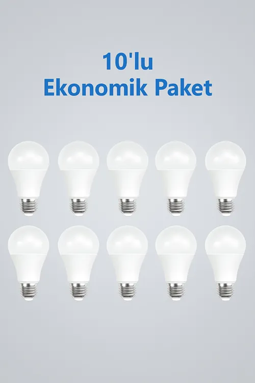 9w Led Ampul Beyaz Işık E27 Duy Uyumlu Tasarruflu 10'lu Ekonomik Paket Ev Ofis Tavan Aydınlatma